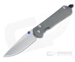 Chris Reeve Large Sebenza 31 Blue Double Lugs Drop Point Stonewashed S45VN Titanium Folder 001