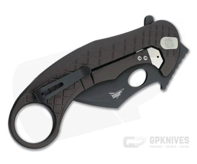 LionSteel X Emerson L.E. One Karambit Black Magnacut Earth Brown Aluminum Frame Lock Flipper LE1 A EB - Image 2
