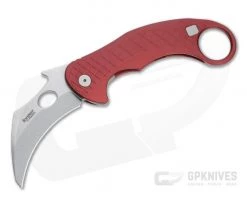 LionSteel X Emerson L.E. One Karambit Stonewashed Magnacut Red Aluminum Frame Lock Flipper LE1 A RS