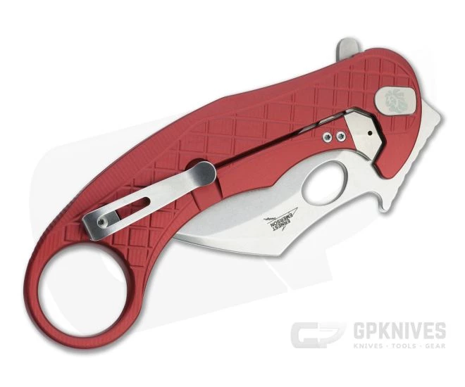 LionSteel X Emerson L.E. One Karambit Stonewashed Magnacut Red Aluminum Frame Lock Flipper LE1 A RS - Image 2