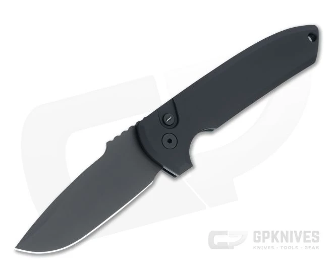 Protech Knives Les George Rockeye Operator DLC S35VN Smooth Black Aluminum Automatic LG303