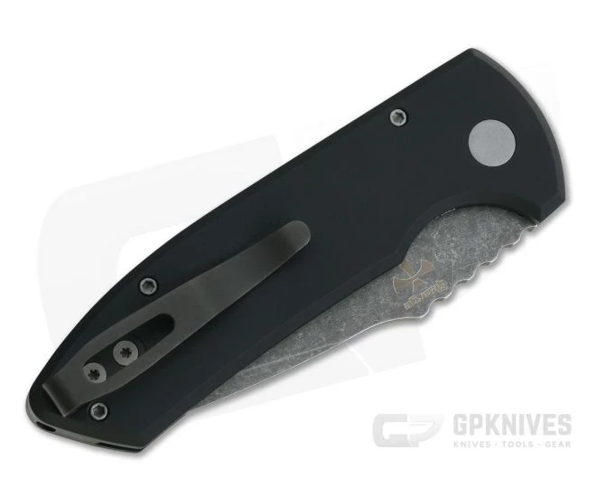 Protech Knives Les George SBR Acid Wash Blade Knurled Black Aluminum Handle LG415-AW - Image 2