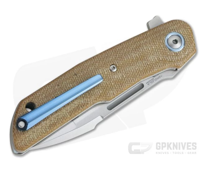MKM Mikita Terzuola Clap Natural Canvas Micarta M390 Liner Lock Flipper LS01-NC - Image 2