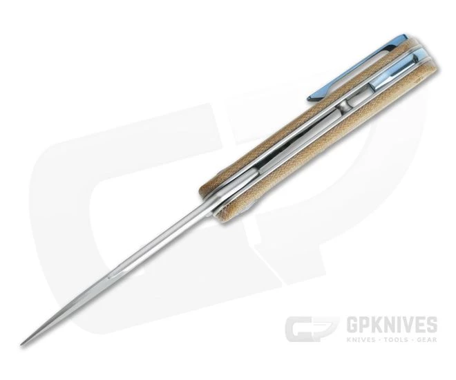 MKM Mikita Terzuola Clap Natural Canvas Micarta M390 Liner Lock Flipper LS01-NC - Image 3