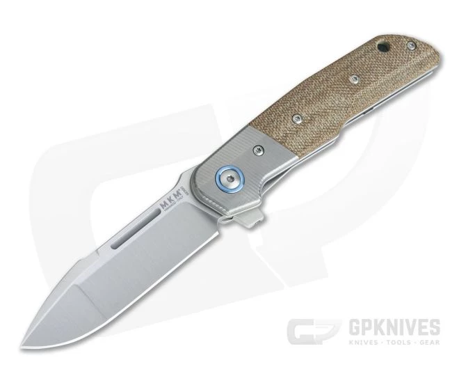 MKM Mikita Terzuola Clap Bolstered Natural Canvas Micarta M390 Liner Lock Flipper LS01-NCT