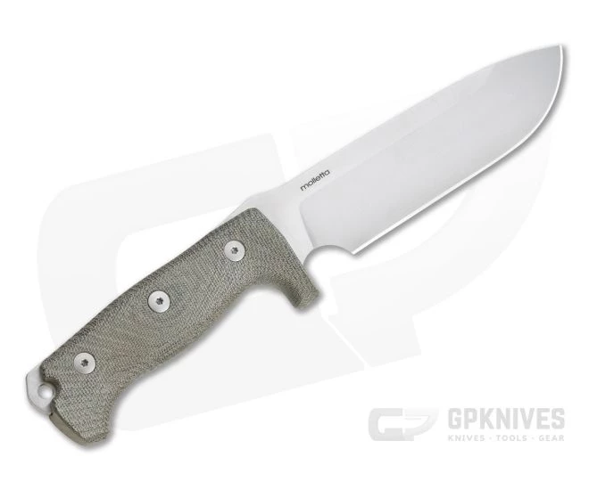 LionSteel M7 Solid Green Canvas Micarta Satin Sleipner Full Tang Fixed Blade M7-CVG - Image 3