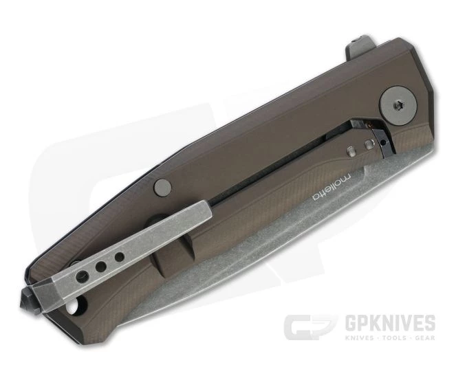 LionSteel Myto Black Stonewashed M390 Earth Brown Aluminum Frame Lock Flipper MT01A-EB - Image 2