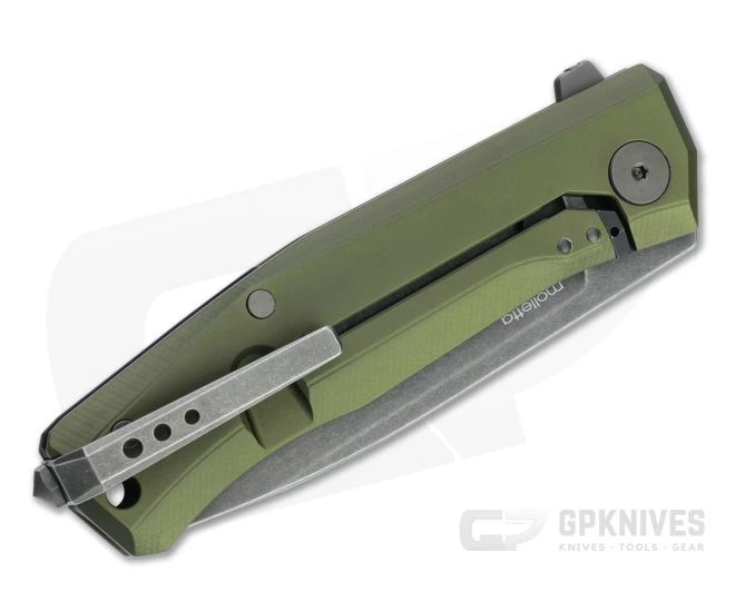 LionSteel Myto Black Stonewashed M390 Green Aluminum Frame Lock Flipper MT01A-GB - Image 2