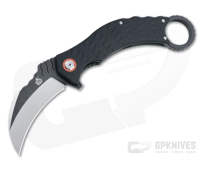 QSP Knives Eagle Karambit Two Tone D2 Black G10 Liner Lock Flipper QS120-B