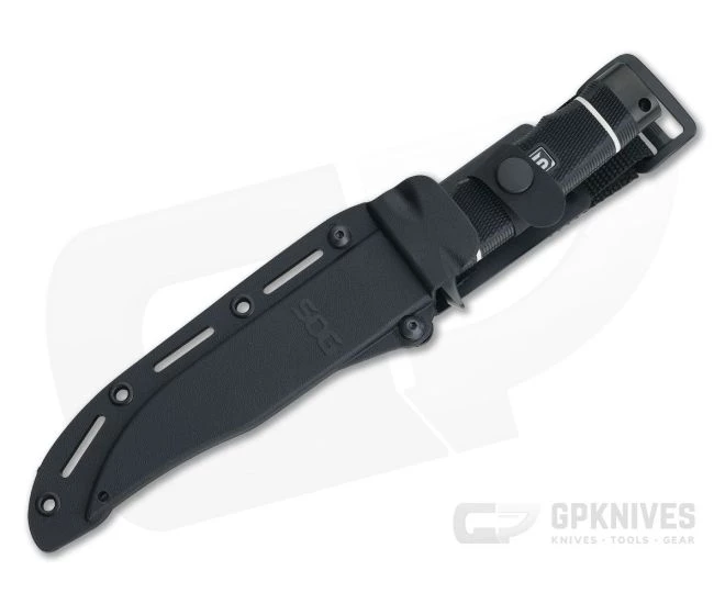 SOG Tech Bowie Black AUS-8 Clip Point Black Kraton Fixed Blade Knife S10B-K - Image 2