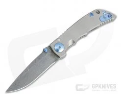 Spartan Blades Harsey Folder 3.25 Nichols Damascus Blue Hardware Titanium Folder 02