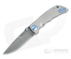 Spartan Blades Harsey Folder 3.25 Nichols Damascus Blue Hardware Titanium Folder 03