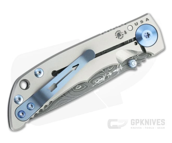 Spartan Blades Harsey Folder 3.25 Nichols Damascus Blue Hardware Titanium Folder 05 - Image 2
