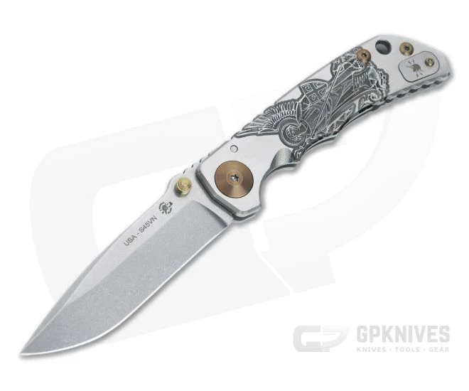 Spartan Harsey Folder Special Edition "Black and Satin" Saint Michael the Archangel Stonewash S45VN