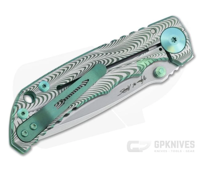 Spartan Harsey Folder Special Edition Green Sound Wave Stonewashed S45VN Folder 073 - Image 2