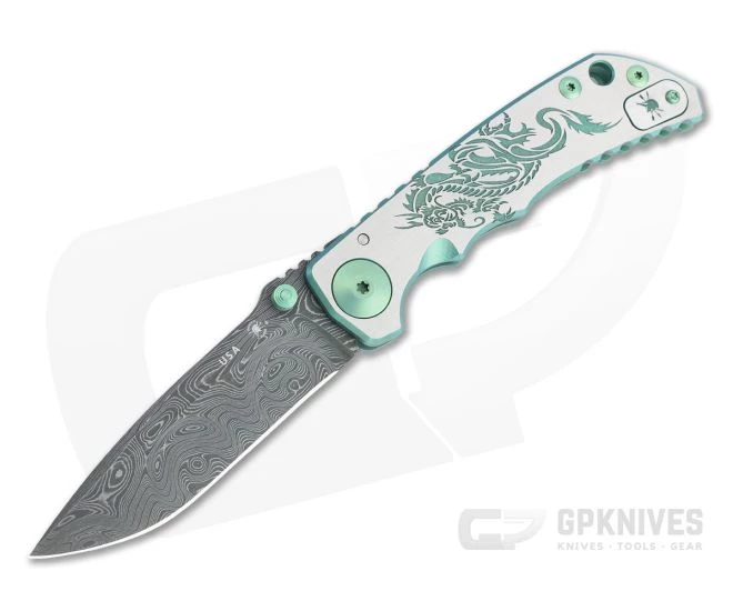 Spartan Harsey Folder Special Edition Green Dragon Nichols Damascus Folder 077