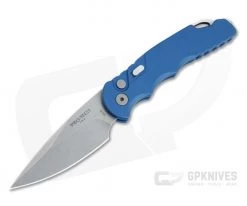 Protech Tactical Response TR-5 Stonewashed S35VN Blue Button Lock Automatic T501-BLUE