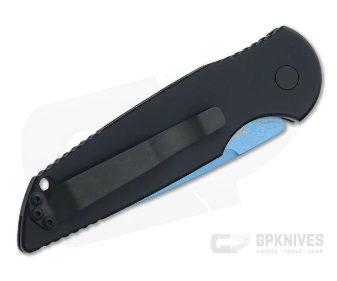 Protech Tactical Response 3 Satin Sapphire Blue PVD Grooved Black Automatic Knife TR-3-SB - Image 2