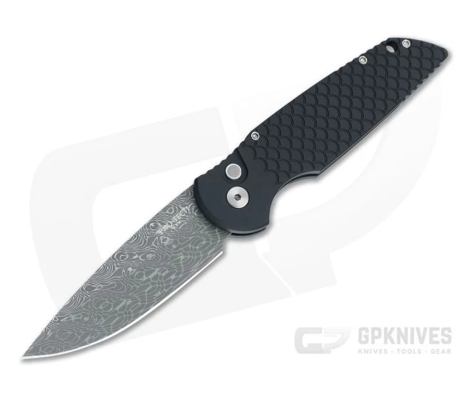 Protech Tactical Response 3 Vines & Roses Damascus Black Fish Scale Automatic TR-3-X1-02