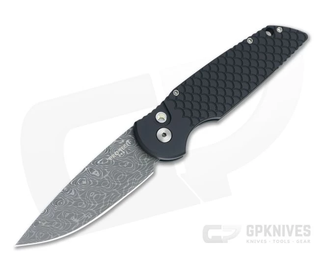 Protech Tactical Response 3 Vines & Roses Damascus Black Fish Scale Automatic TR-3-X1-03