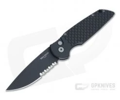 Protech Tactical Response 3 Part Serrated DLC CPM-D2 Fish Scale Black Automatic TR-3-X2-D2