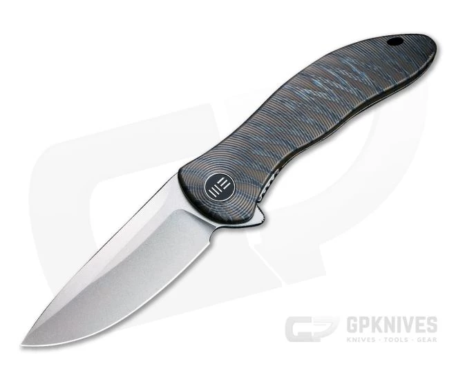 WE Knives Synergy2v2 Drop Point Flipper Stonewashed 20CV Integral Flamed Titanium Folder WE18046D-2